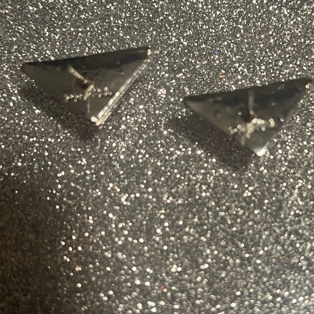 Prada Pink and Silver Triangle Earrings - Picture 3 of 3